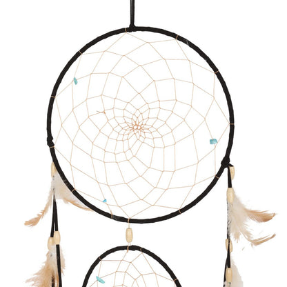 Black Triple Hoop Dreamcatcher with Feathers