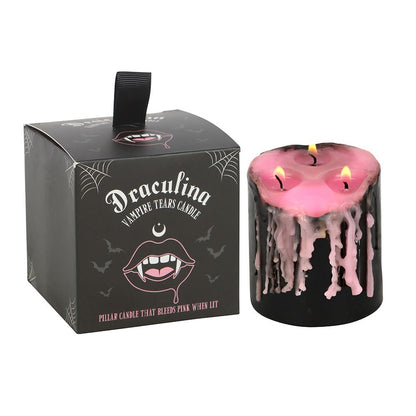 Pink Vampire Tears Pillar Candle | Bleeding Wax Effect | Small - Crystal Nest