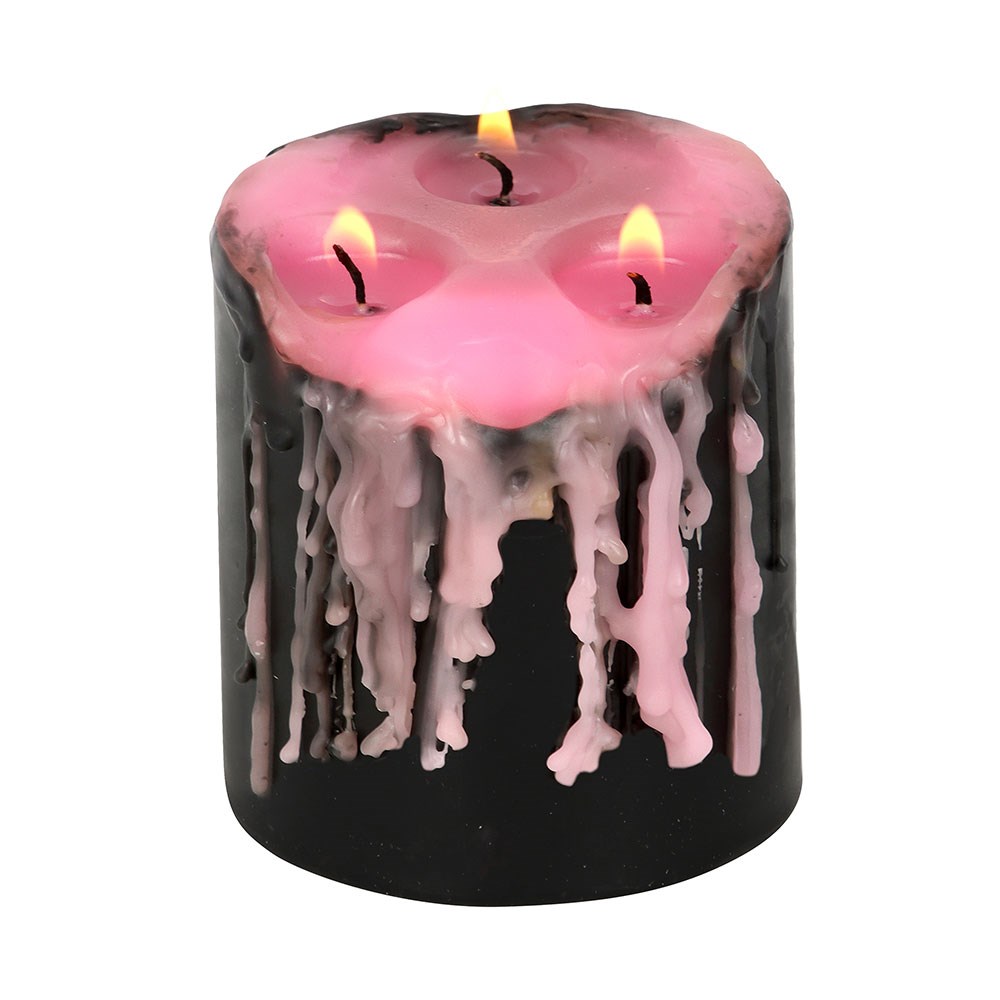 Pink Vampire Tears Pillar Candle | Bleeding Wax Effect | Small - Crystal Nest