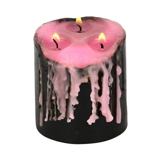 Pink Vampire Tears Pillar Candle | Bleeding Wax Effect | Small - Crystal Nest