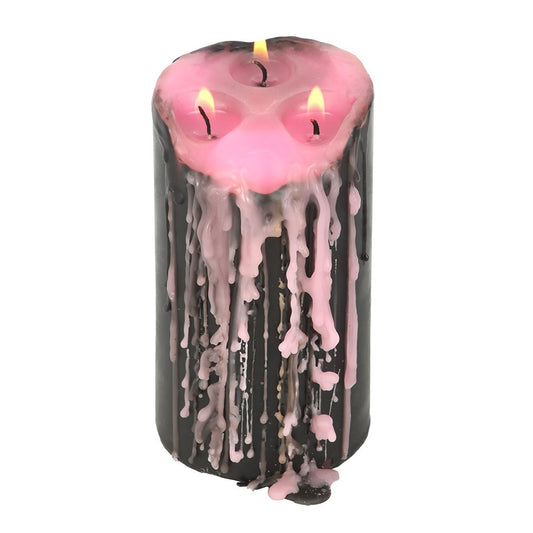Pink Vampire Tears Pillar Candle | Bleeding Wax Effect | Large - Crystal Nest