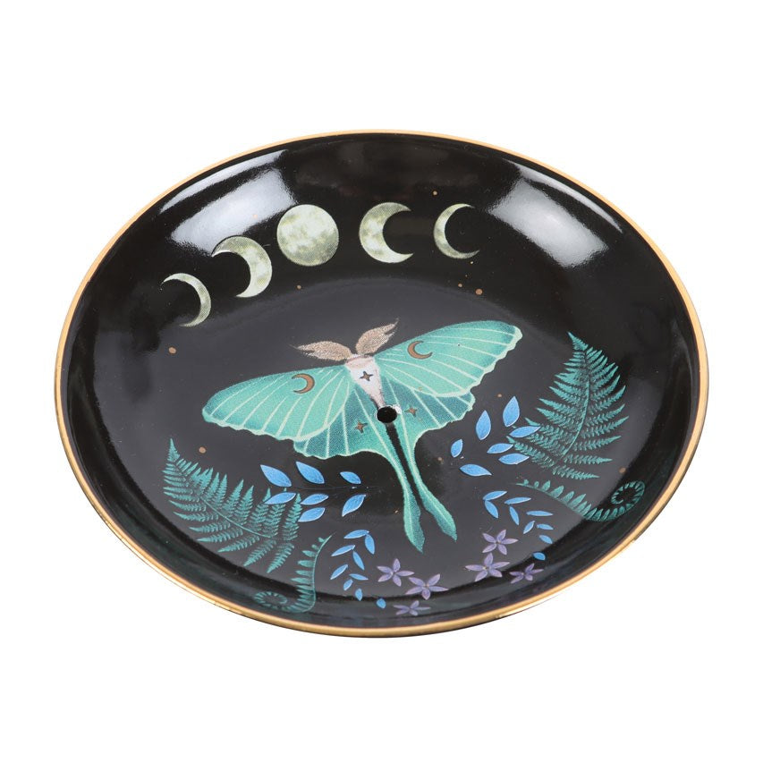 Midnight Luna Moth Ceramic Incense Plate