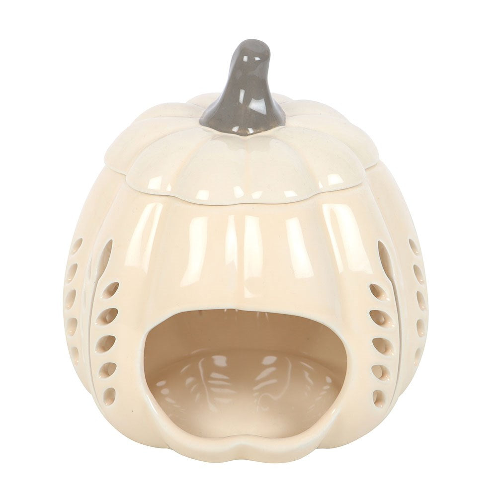 Cream Leaf Cut-Out Pumpkin Oil Burner & Wax Warmer - Crystal Nest
