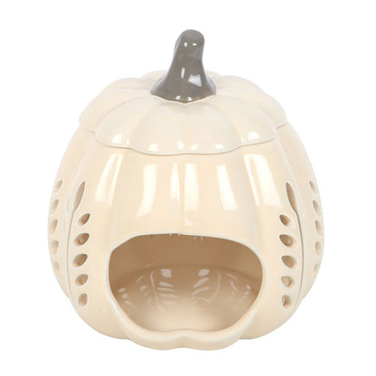 Cream Leaf Cut-Out Pumpkin Oil Burner & Wax Warmer - Crystal Nest