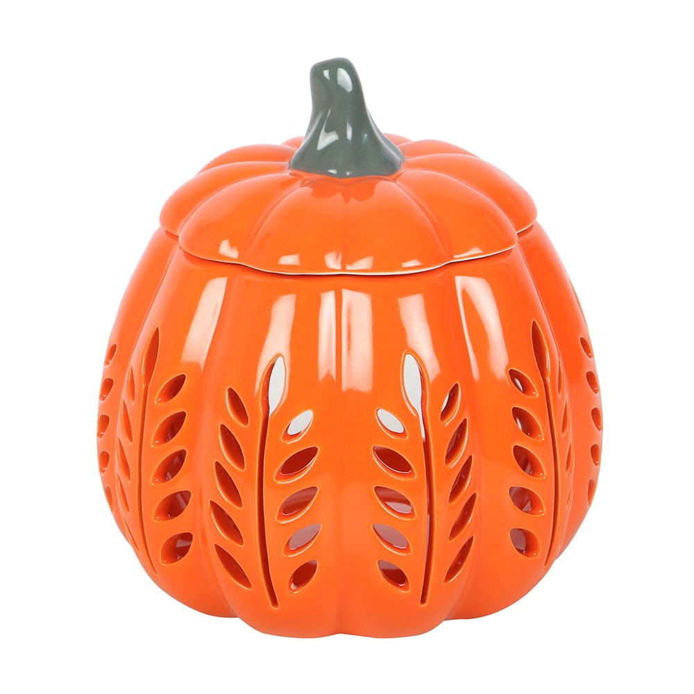 Orange Leaf Cut-Out Pumpkin Oil Burner & Wax Warmer - Crystal Nest