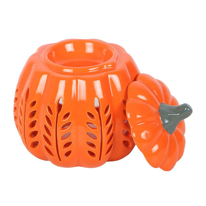 Orange Leaf Cut-Out Pumpkin Oil Burner & Wax Warmer - Crystal Nest