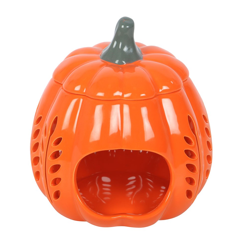 Orange Leaf Cut-Out Pumpkin Oil Burner & Wax Warmer - Crystal Nest