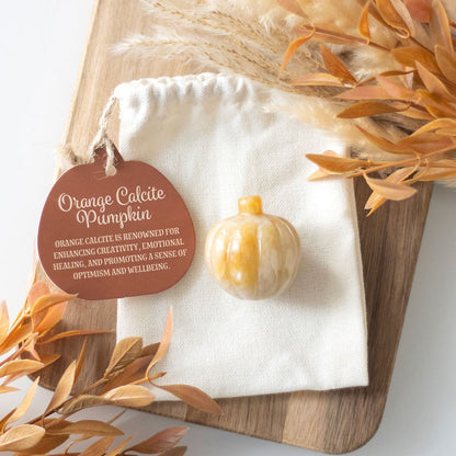 Orange Calcite Crystal Pumpkin | Autumn Healing & Positive Energy - Crystal Nest