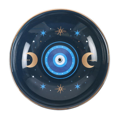 Blue All Seeing Eye Incense Holder & Trinket Dish - Crystal Nest