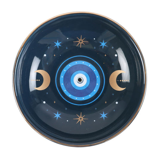 Blue All Seeing Eye Incense Holder & Trinket Dish - Crystal Nest
