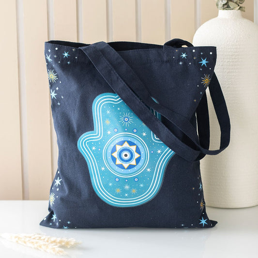 Hamsa Hand Tote Bag | Spiritual Protection Shopping Bag - Crystal Nest