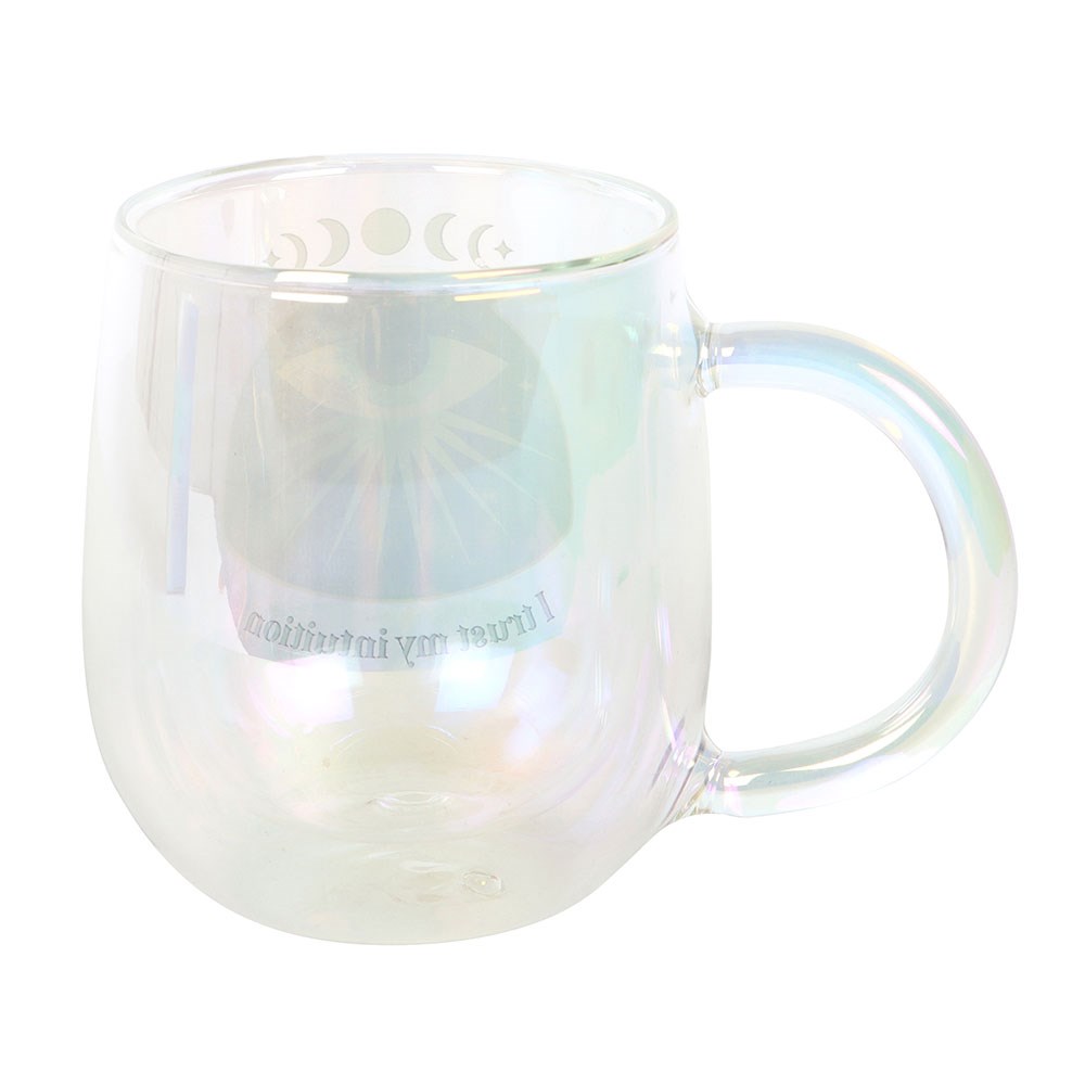 Intuition Double Walled Glass Tea Mug with Aura Crystal Infuser - Crystal Nest
