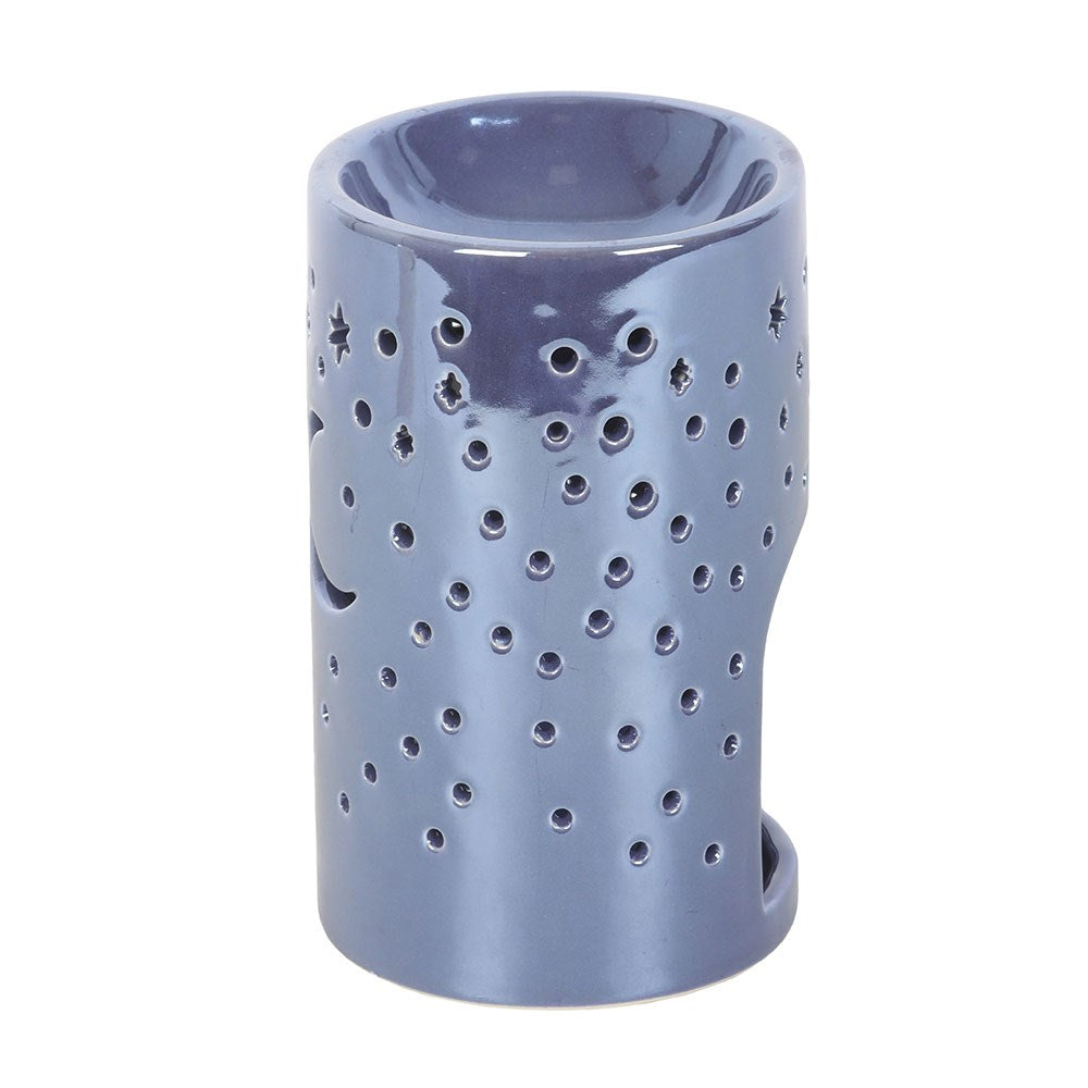 Iridescent Purple Moon & Stars Oil Burner | Ceramic Wax Melt & Fragrance Warmer - Crystal Nest