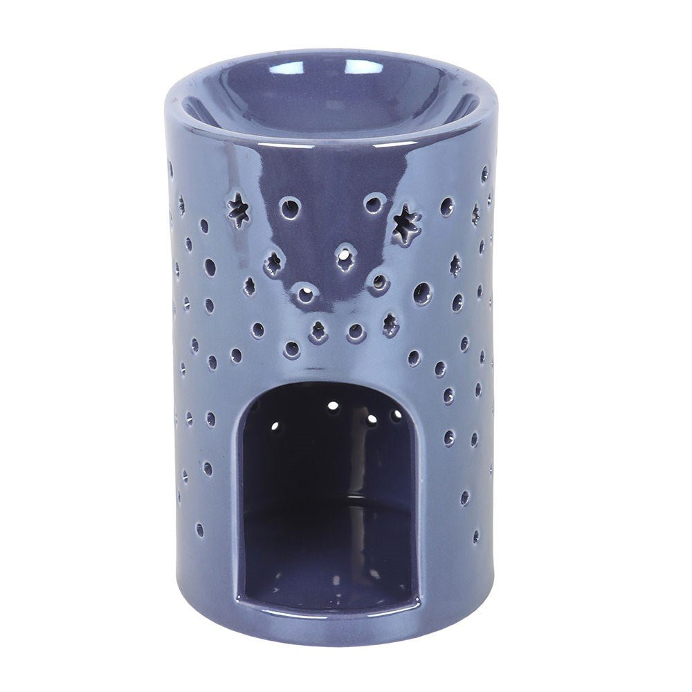 Iridescent Purple Moon & Stars Oil Burner | Ceramic Wax Melt & Fragrance Warmer - Crystal Nest
