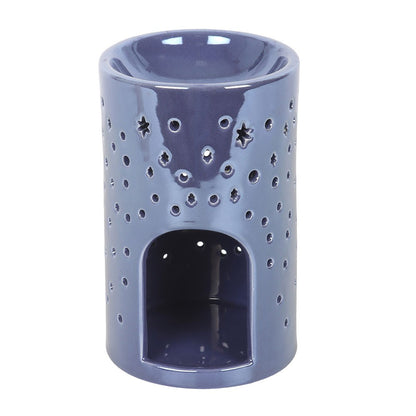Iridescent Purple Moon & Stars Oil Burner | Ceramic Wax Melt & Fragrance Warmer - Crystal Nest
