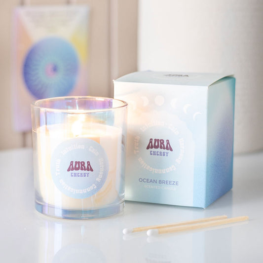Aura Energy Ocean Breeze Candle | Iridescent Calm & Meditation Candle - Crystal Nest