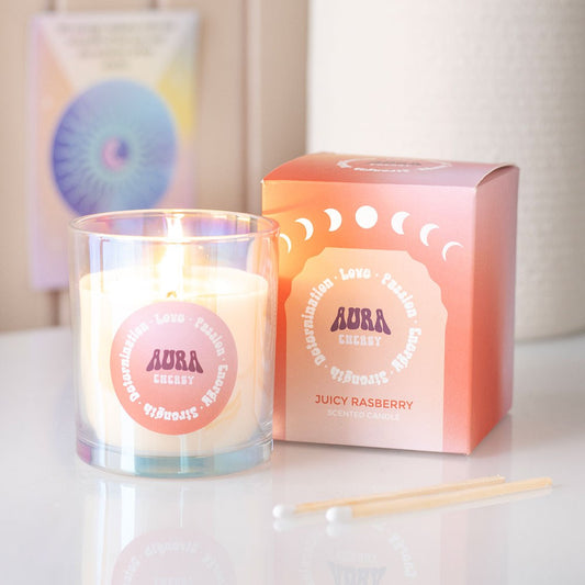 Aura Energy Juicy Raspberry Candle | Iridescent Ritual & Self-Care Candle - Crystal Nest