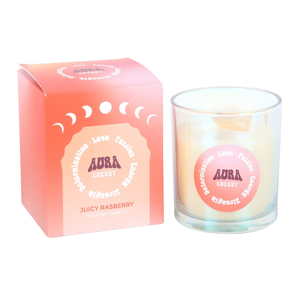 Aura Energy Juicy Raspberry Candle | Iridescent Ritual & Self-Care Candle - Crystal Nest
