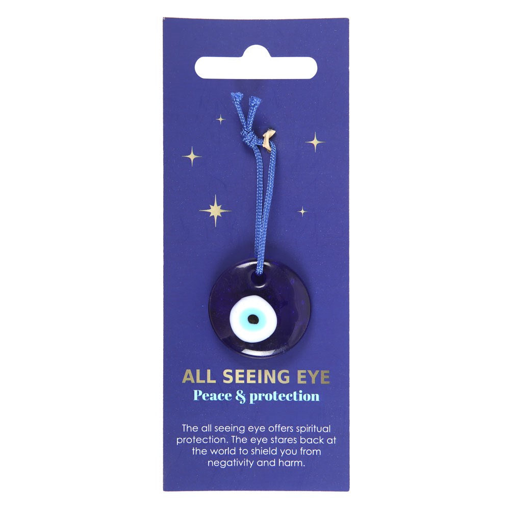 Blue Glass Evil Eye Hanging Talisman Charm | All Seeing Eye Protection