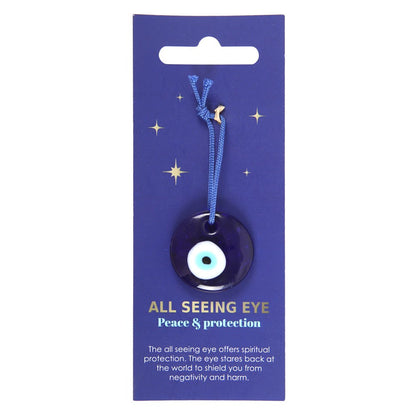 Blue Glass Evil Eye Hanging Talisman Charm | All Seeing Eye Protection