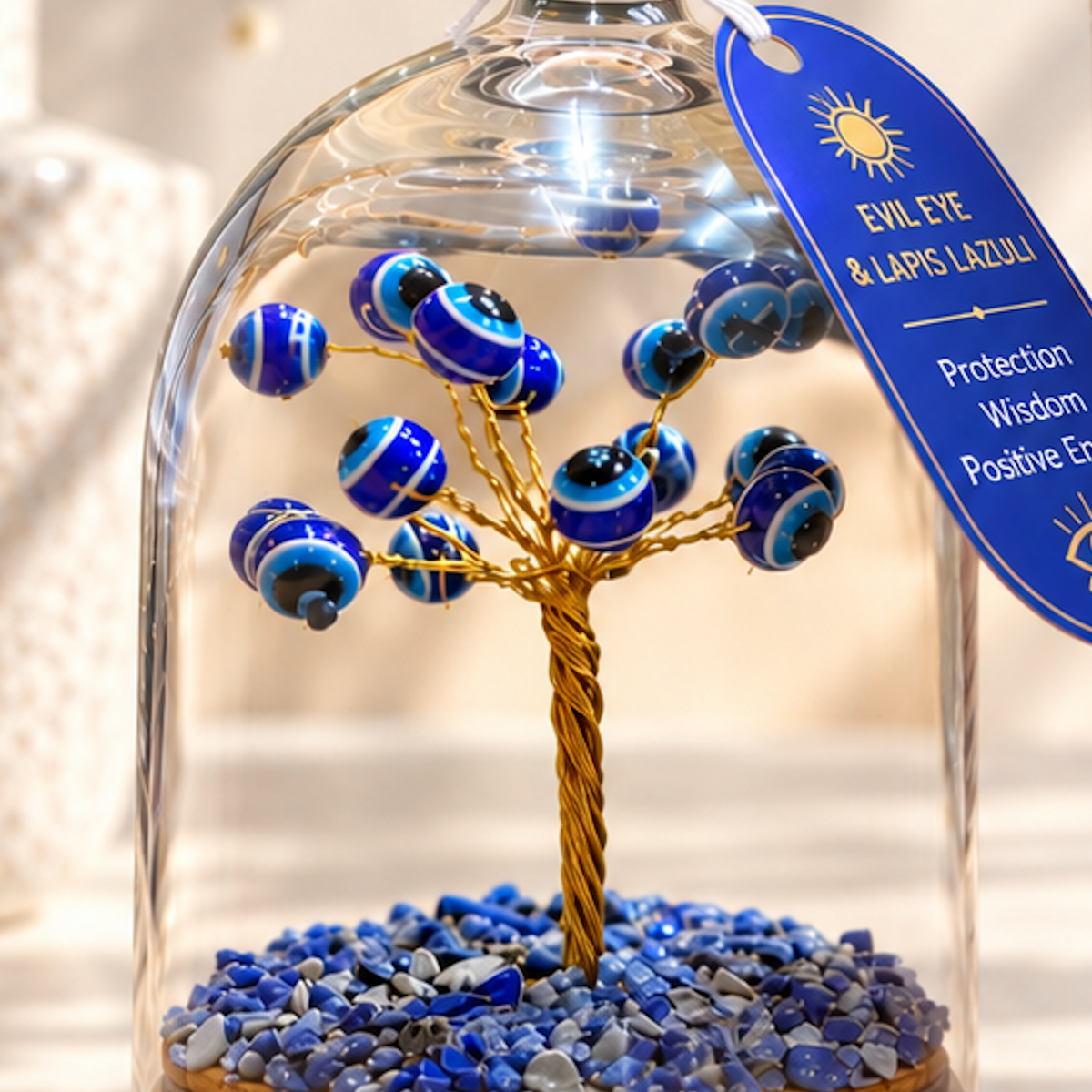 Evil Eye & Lapis Lazuli Crystal Tree Dome Garden - Crystal Nest
