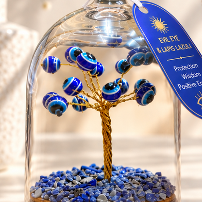 Evil Eye & Lapis Lazuli Crystal Tree Dome Garden - Crystal Nest