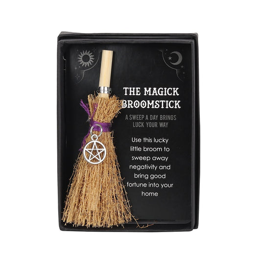 Pentagram Mini Magick Broomstick | Lucky Charm for Positivity & Protection - Crystal Nest