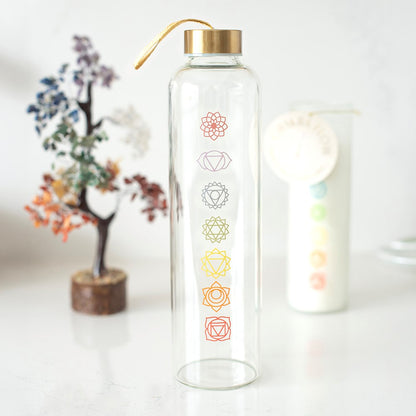 Chakra Glass Water Bottle 750ml | Reusable & Gift Boxed