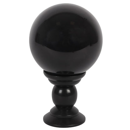 Black Crystal Ball on Black Stand - 130mm - Crystal Nest