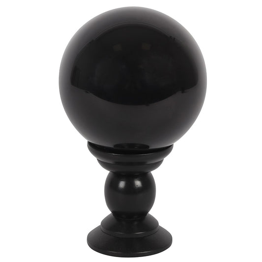 Black Crystal Ball on Black Stand - 130mm