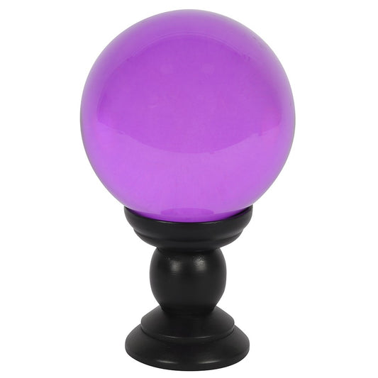 Purple Crystal Ball on Black Stand - 130mm