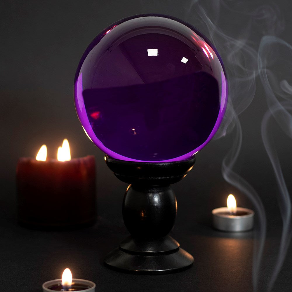 Purple Crystal Ball on Black Stand - 130mm