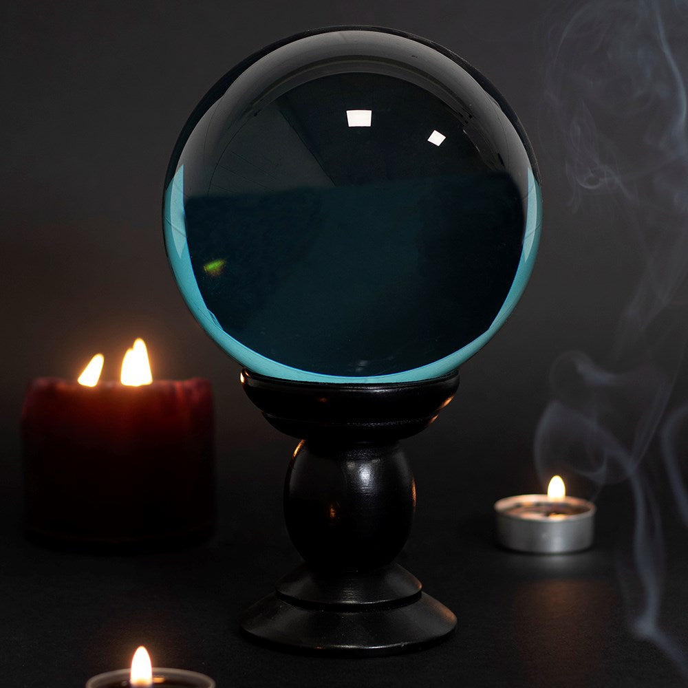 Blue Crystal Ball on Black Stand - 130mm