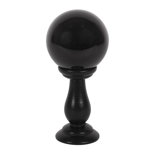 Black Crystal Ball on Black Stand - 90mm