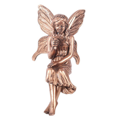 Set of 2 Fairy Shelf Sitter Ornaments | Antique Bronze
