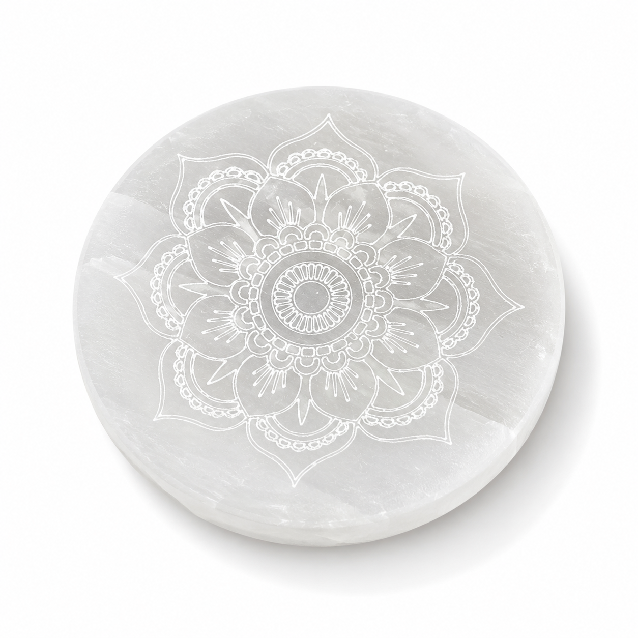 Selenite Flower Mandala Crystal Charging Plate