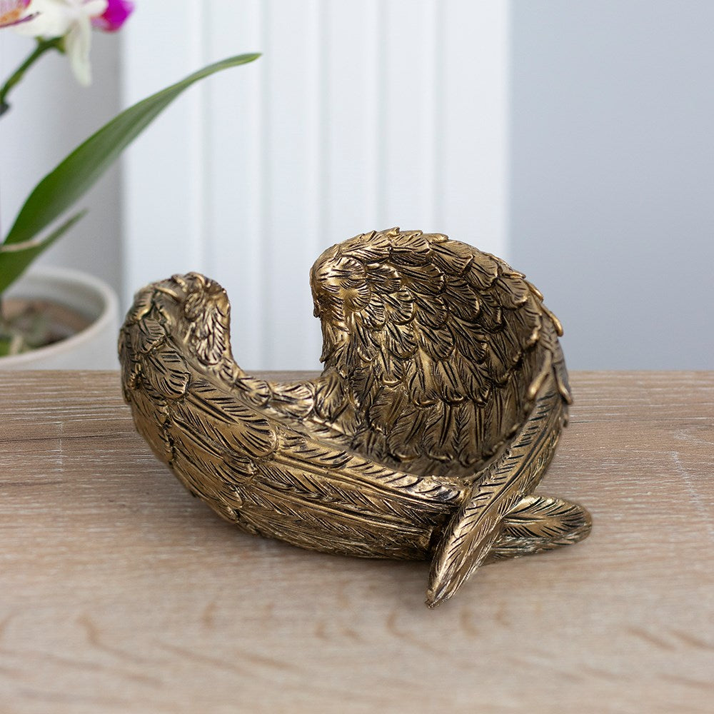 Antique Gold Angel Wing Jewellery Dish