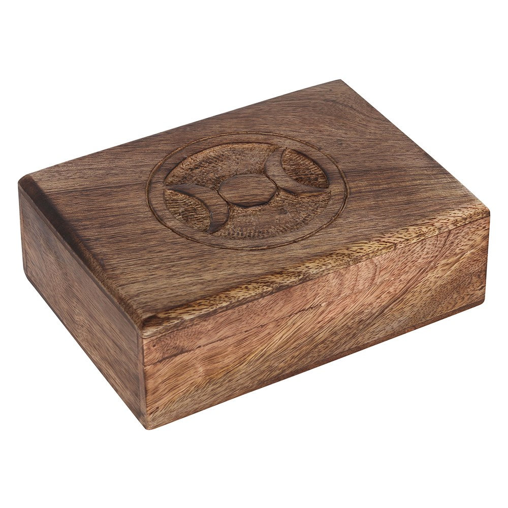 Triple Moon Wooden Tarot Storage Box - Crystal Nest