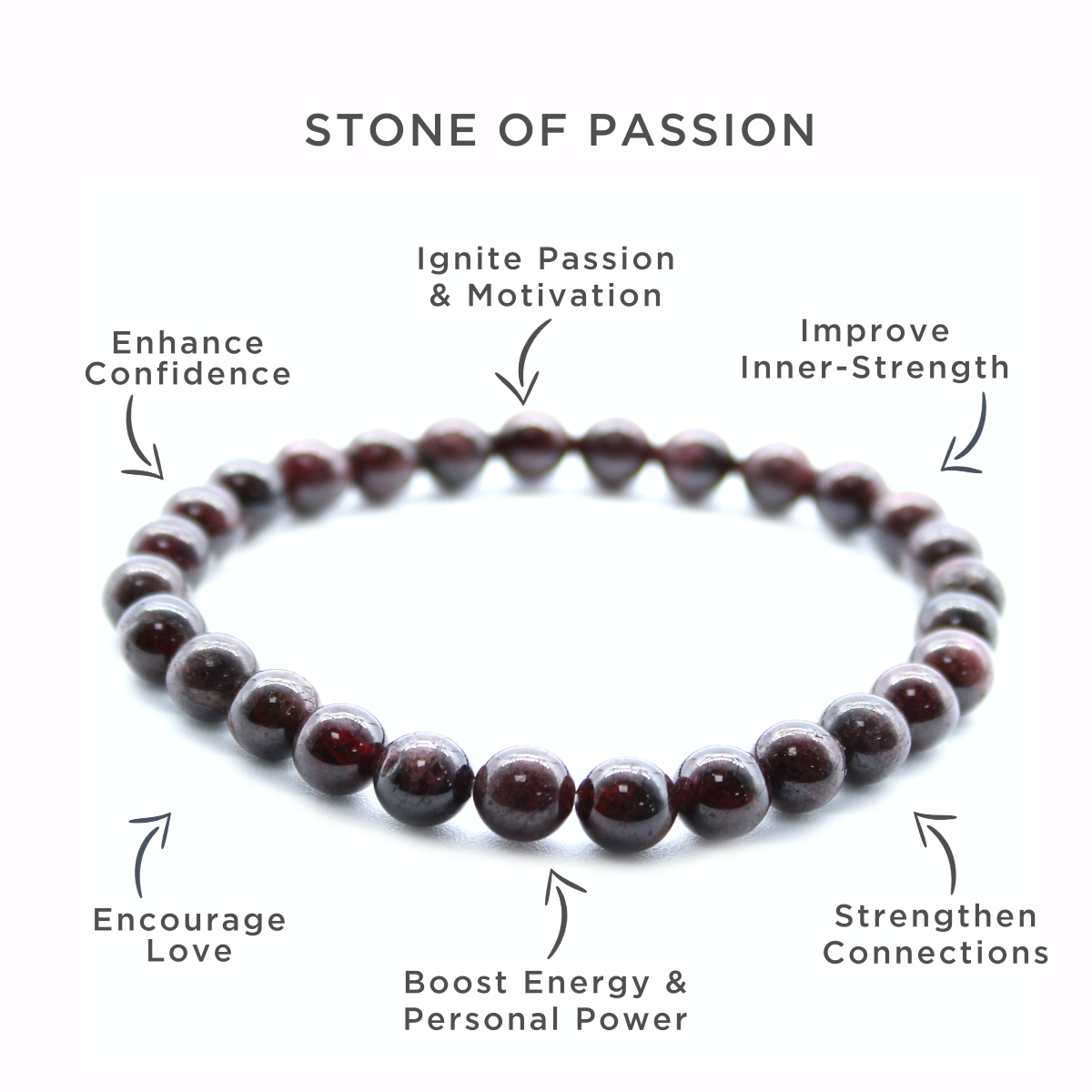 Blood Garnet Power Bead Bracelet - Passion - Crystal Nest