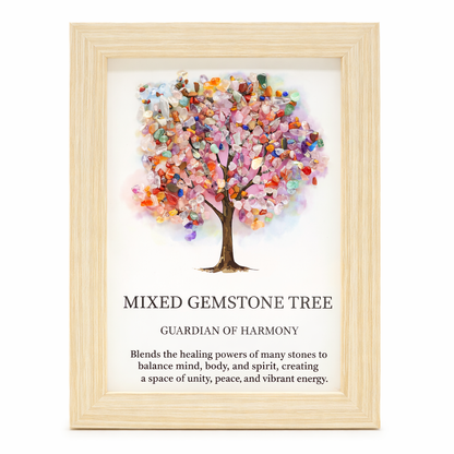 Mixed Gemstone Tree of Life Picture | Framed Crystal Art – Guardian of Harmony - Crystal Nest