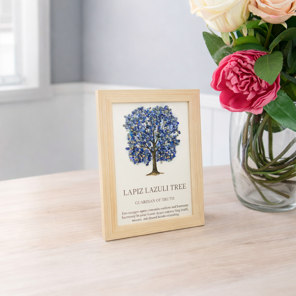 Lapis Lazuli Tree of Life Gemstone Picture | Framed Crystal Art – Guardian of Truth - Crystal Nest
