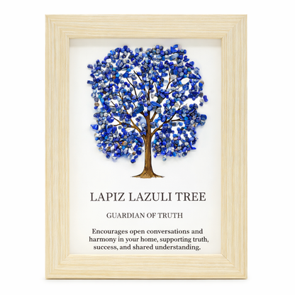 Lapis Lazuli Tree of Life Gemstone Picture | Framed Crystal Art – Guardian of Truth - Crystal Nest
