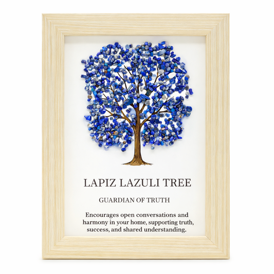 Lapis Lazuli Tree of Life Gemstone Picture | Framed Crystal Art – Guardian of Truth - Crystal Nest