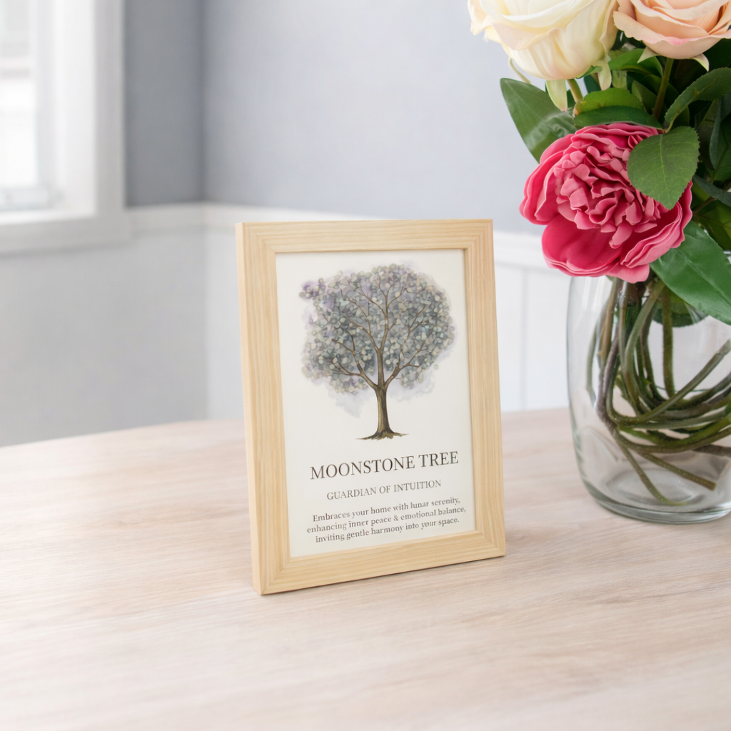 Moonstone Tree of Life Gemstone Picture | Framed Crystal Art – Guardian of Intuition - Crystal Nest