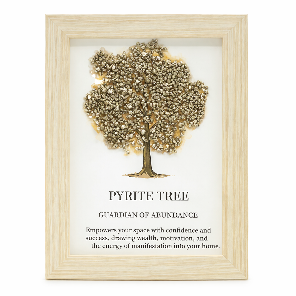 Pyrite Tree of Life Gemstone Picture | Framed Crystal Art – Guardian of Abundance - Crystal Nest
