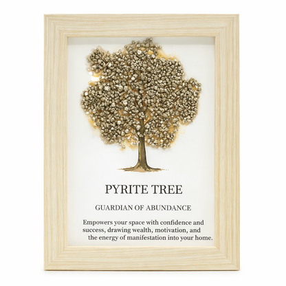 Pyrite Tree of Life Gemstone Picture | Framed Crystal Art – Guardian of Abundance - Crystal Nest