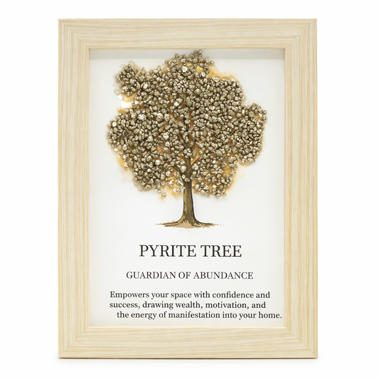 Pyrite Tree of Life Gemstone Picture | Framed Crystal Art – Guardian of Abundance - Crystal Nest