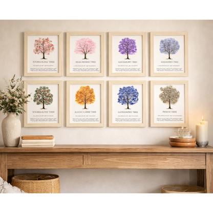 Tourmaline Tree of Life Gemstone Picture | Framed Crystal Art – Guardian of Luck - Crystal Nest