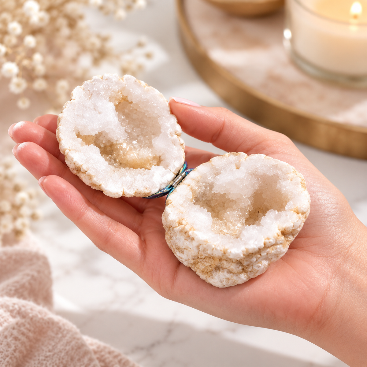Natural Quartz Geode Trinket & Jewellery Box