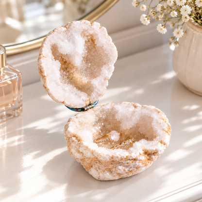 Natural Quartz Geode Trinket & Jewellery Box